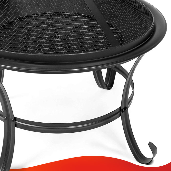KingSo 20'' H x 22" W Steel Wood Burning Outdoor Fire Pit with Lid
